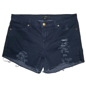 XXI Dark Distressed Stretchy Jean Shorts Size 29